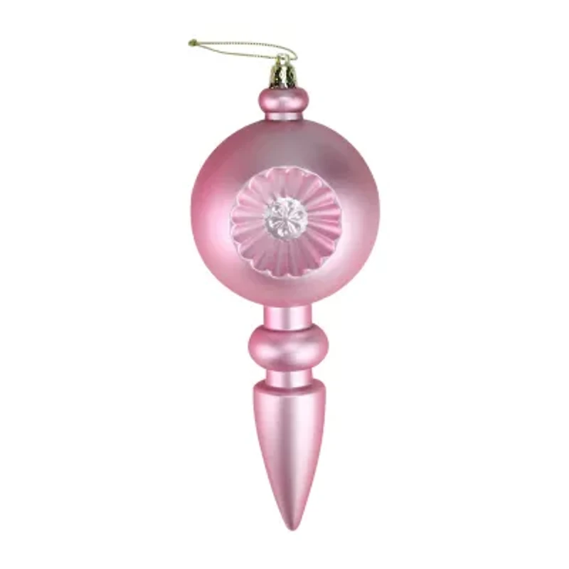 4ct Bubblegum Pink Shatterproof Matte Retro Reflector Christmas Finial Ornaments 7.5"