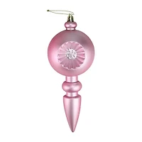 4ct Bubblegum Pink Shatterproof Matte Retro Reflector Christmas Finial Ornaments 7.5"