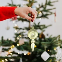 4ct Matte Gold Retro Reflector Shatterproof Christmas Finial Ornaments 7.5"