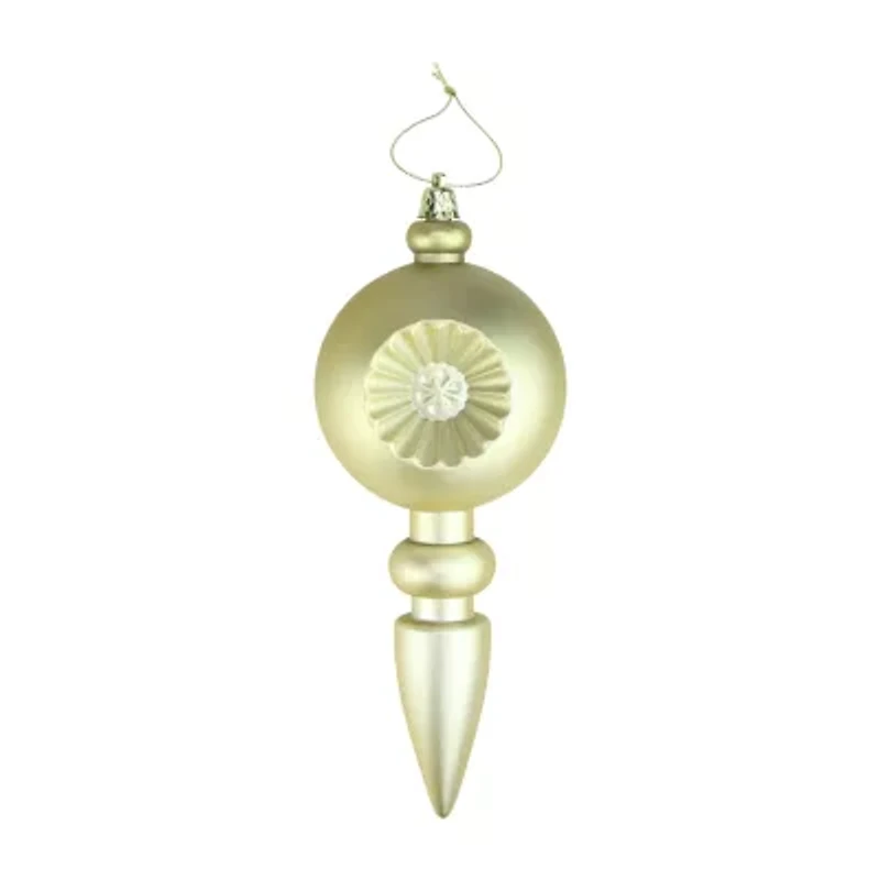 4ct Matte Gold Retro Reflector Shatterproof Christmas Finial Ornaments 7.5"