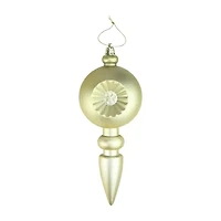 4ct Matte Gold Retro Reflector Shatterproof Christmas Finial Ornaments 7.5"