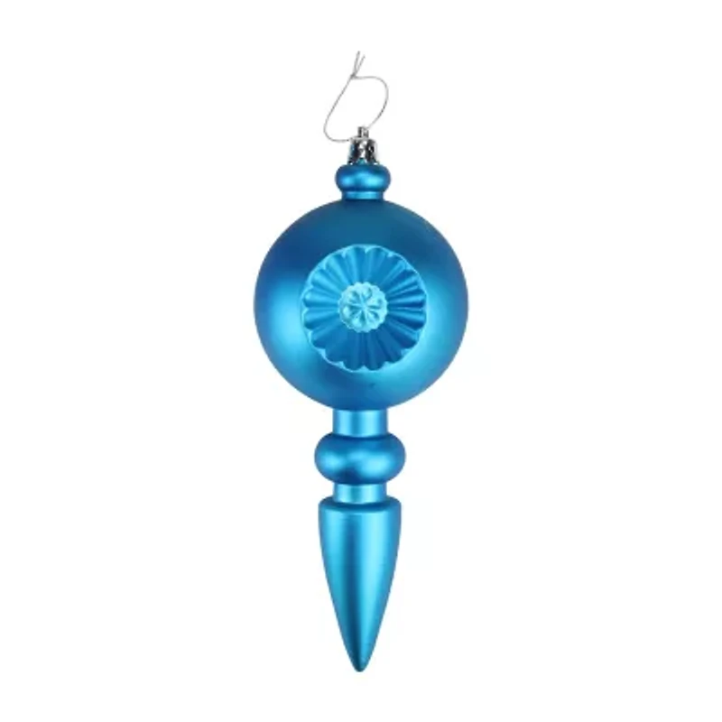 4ct Turquoise Blue Shatterproof Matte Retro Reflector Christmas Finial Ornaments 7.5"