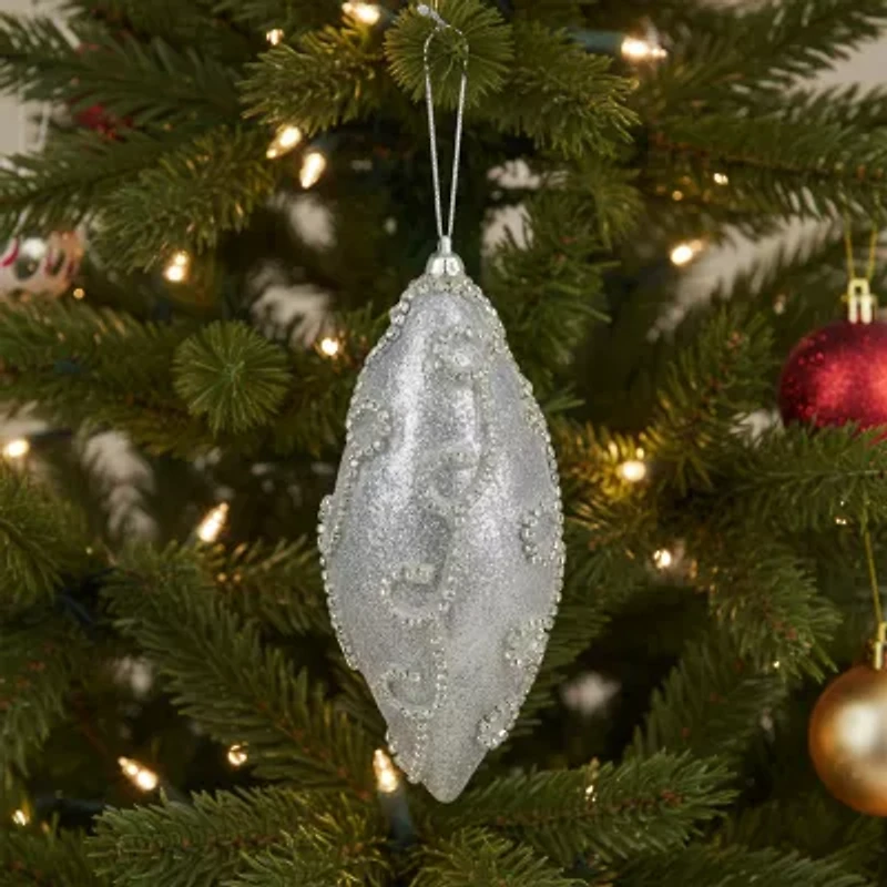 Glitter Silver Shatterproof Christmas Finial Ornament 6"