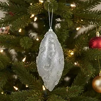 Glitter Silver Shatterproof Christmas Finial Ornament 6"