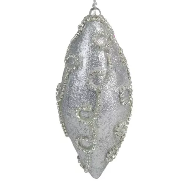 Glitter Silver Shatterproof Christmas Finial Ornament 6"