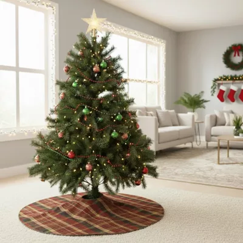 Northlight 48in Plaid With Shimmer Trim Indoor Tree Skirt