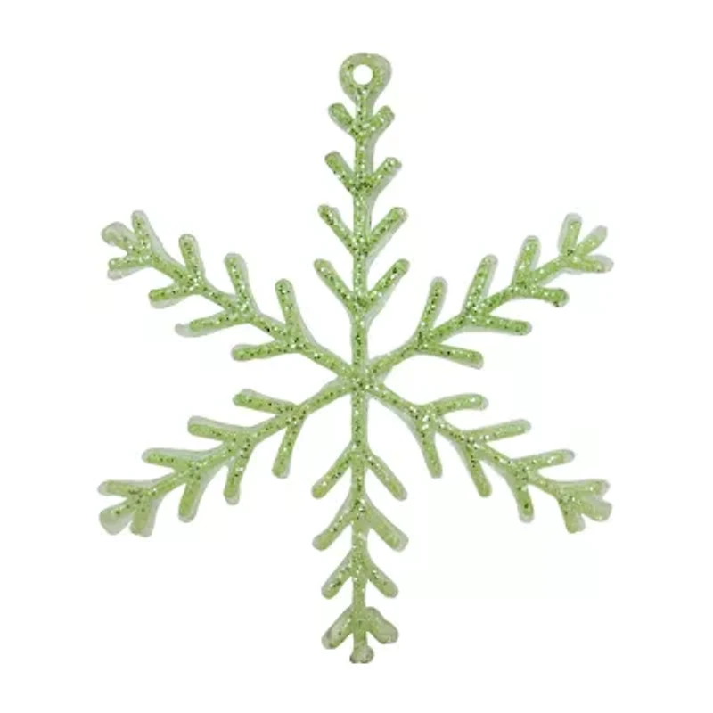 8.75'' Green and Clear Glittered Snowflake Christmas Ornament
