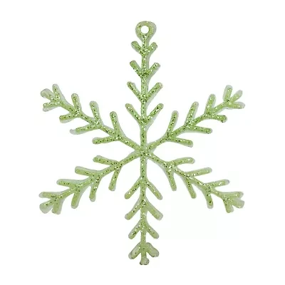 8.75'' Green and Clear Glittered Snowflake Christmas Ornament
