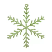 8.75'' Green and Clear Glittered Snowflake Christmas Ornament