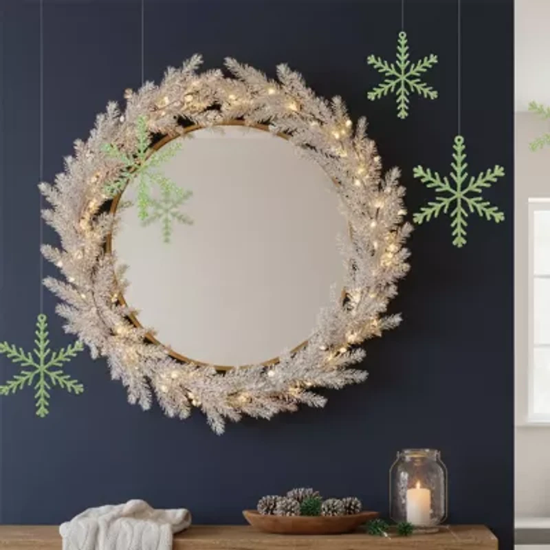 8.75'' Green and Clear Glittered Snowflake Christmas Ornament