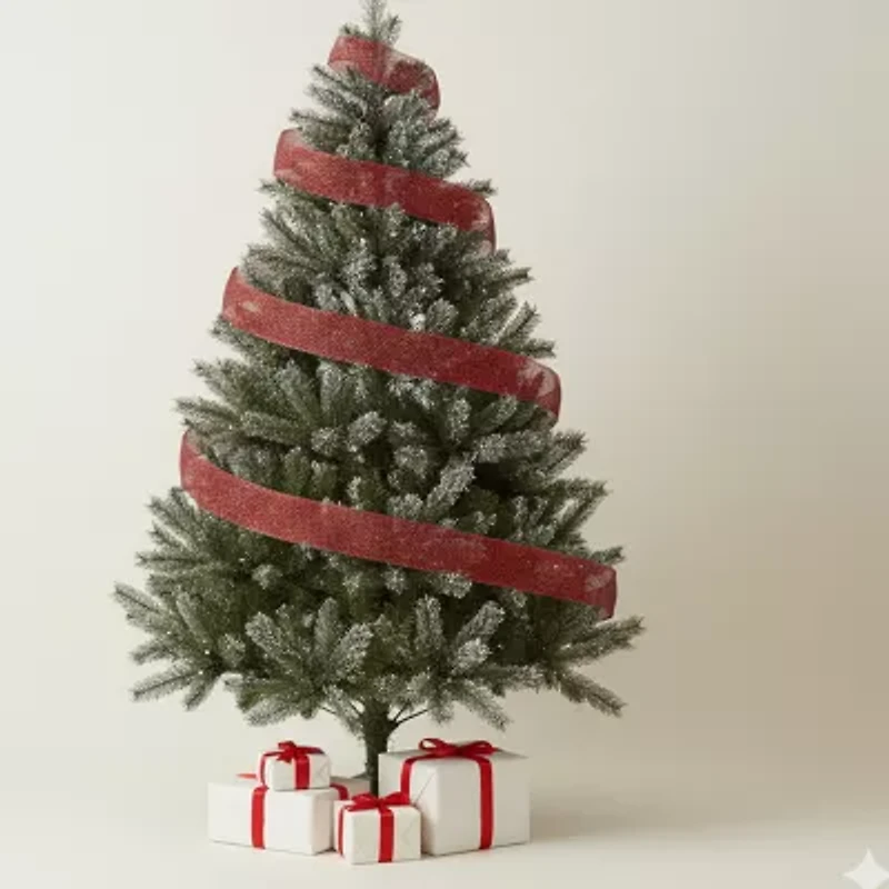 Silver and Red Sparkling Christmas Craft Ribbon 6'' x 4 Yards