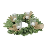 Green and Brown Pine Artificial Christmas Wreath with Candle Holder - 21-Inch  Unlit