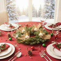 Green and Brown Pine Artificial Christmas Wreath with Candle Holder - 21-Inch  Unlit