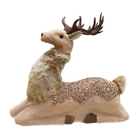 9.5'' Beige and Brown Sitting Deer Christmas Tabletop Decor
