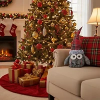 16.75'' Red and Gray Traditional Owl Christmas Tabletop Figurine
