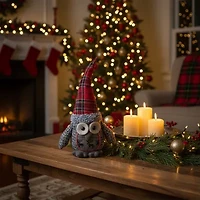 16.75'' Red and Gray Traditional Owl Christmas Tabletop Figurine