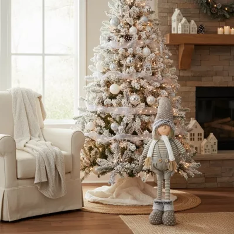 26'' Gray and Brown Standing Nordic Boy Christmas Tabletop Figure