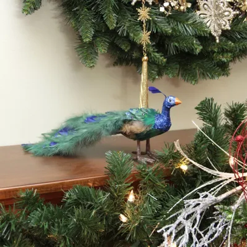 13'' Green and Blue Peacock Tail Feathers Christmas Decor