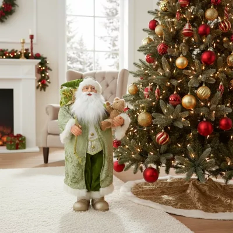 32'' St Patrick's Irish Santa Claus with Teddy Bear Christmas Figure