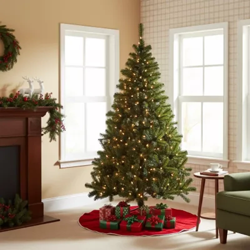 6' Pre-Lit Mixed Classic Pine Medium Artificial Christmas Tree Warm Clear LED Lights