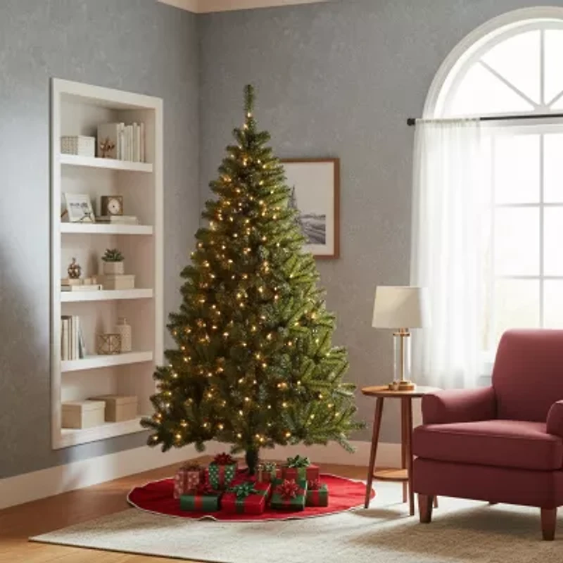 6' Pre-Lit Mixed Classic Pine Medium Artificial Christmas Tree Warm Clear LED Lights