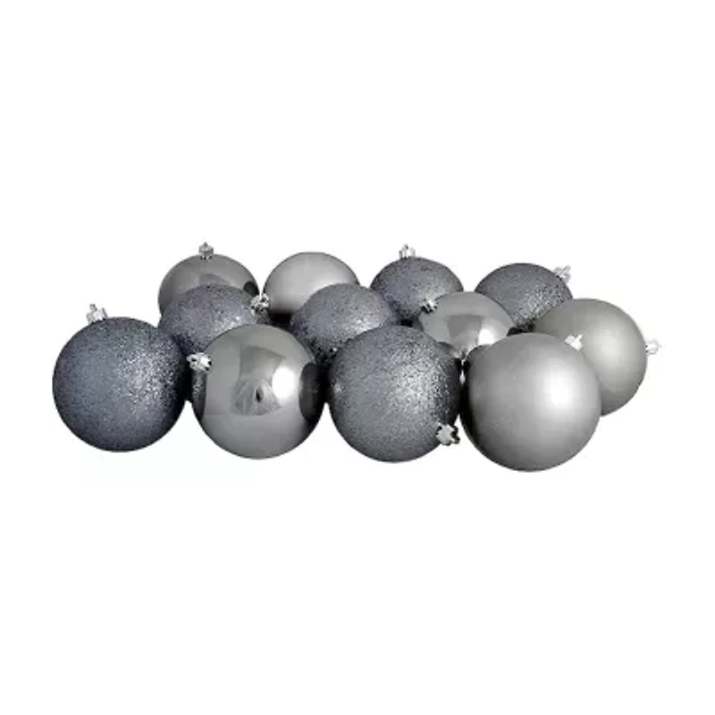 Northlight Gray 4-Finish Ball 12-pc. Christmas Ornament