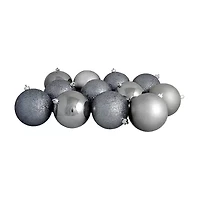 Northlight Gray 4-Finish Ball 12-pc. Christmas Ornament
