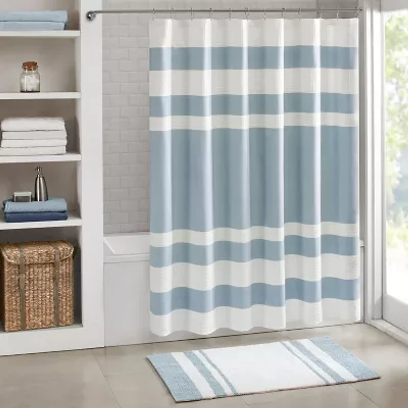 Madison Park Spa Waffle  With 3m Treatment Shower Curtain