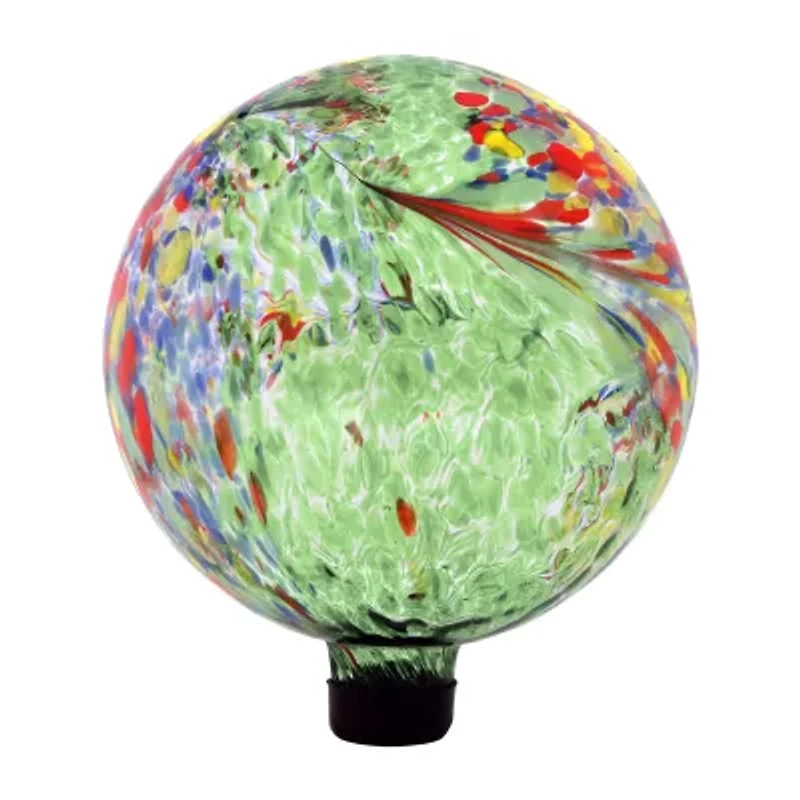Net Health Shops Green Artistic Gazing Ball - 10 Inch Glass Yard Art