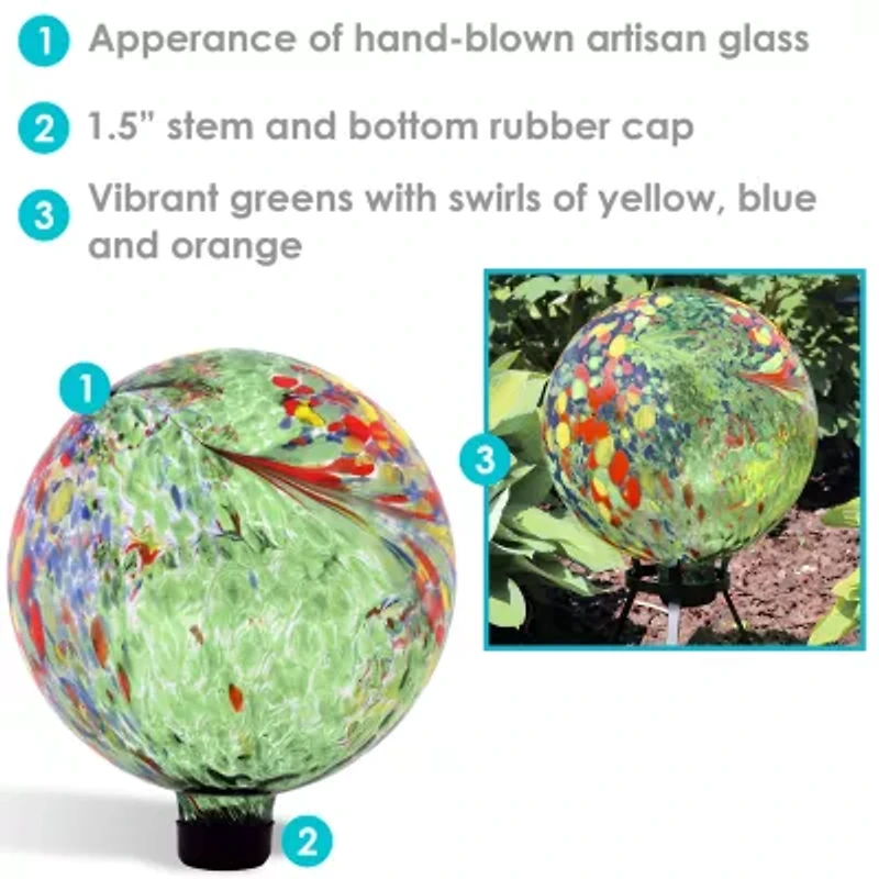 Net Health Shops Green Artistic Gazing Ball - 10 Inch Glass Yard Art