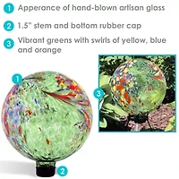 Net Health Shops Green Artistic Gazing Ball - 10 Inch Glass Yard Art