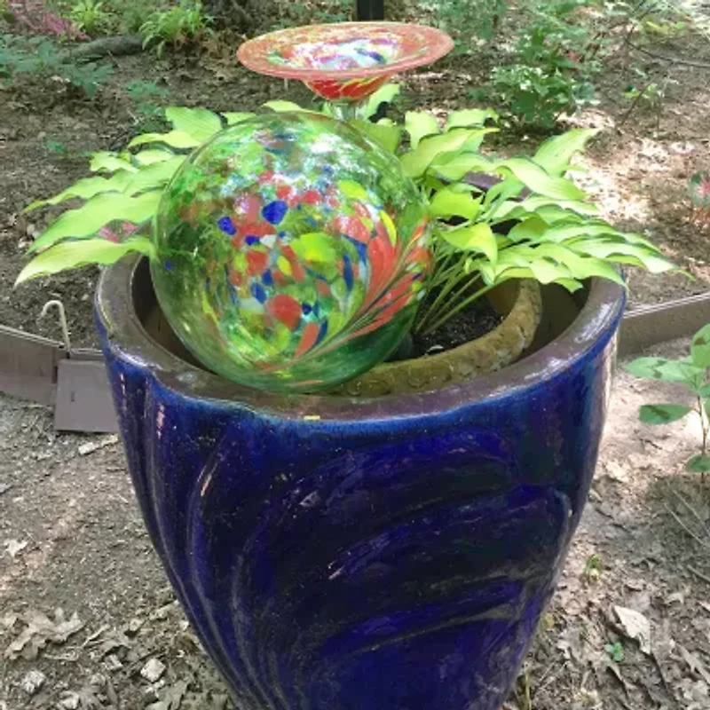 Net Health Shops Green Artistic Gazing Ball - 10 Inch Glass Yard Art