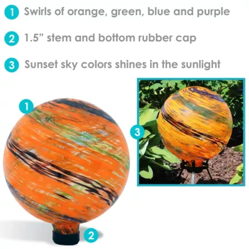 Net Health Shops Sunset Sky Glass Gazing Globe - 10 Inch Yard Art