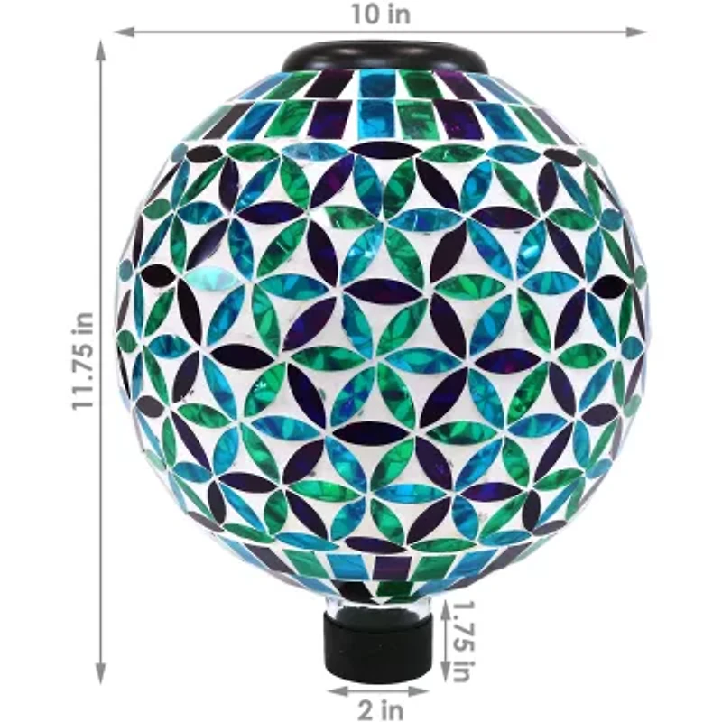 Net Health Shops Blooms Mosaic Gazing Globe - 10 Inch 2 pc. Glass Yard Art