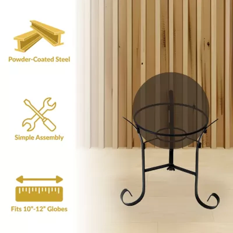 Net Health Shops Black Steel Gazing Ball Stand - 9 Inch Yard Art