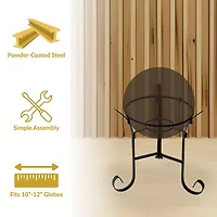 Net Health Shops Black Steel Gazing Ball Stand - 9 Inch Yard Art