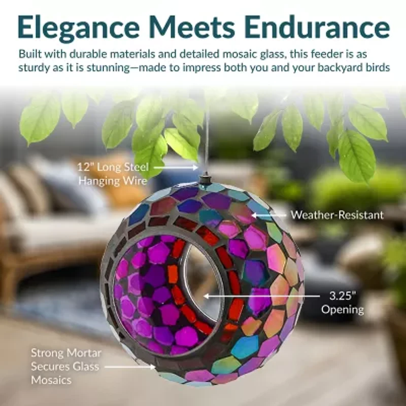 Net Health Shops Round Mosaic Glass Bird Feeder