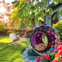 Net Health Shops Round Mosaic Glass Bird Feeder
