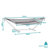 15' Rope Hammock with Stand Brown