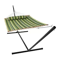 2 Person Freestanding Quilted Fabric Hammock with Stand