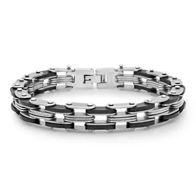 Steeltime Mens Stainless Steel Solid Hypoallergenic 8 Inch Link Bracelet