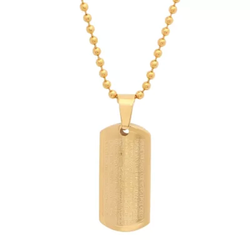 Mens 18K Gold over Stainless Steel Pendant Necklace