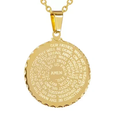 Mens 18K Gold over Stainless Steel Pendant Necklace