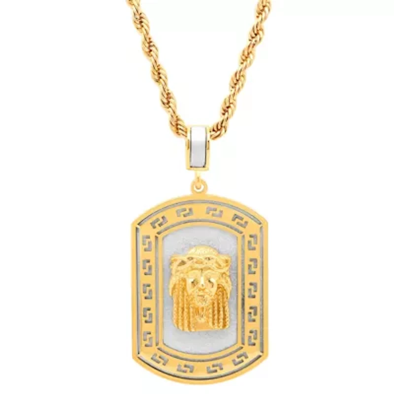 Mens 18K Gold over Stainless Steel Pendant Necklace