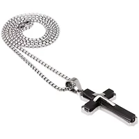 Mens 2-pc Stainless Steel Cross Necklace and ID bracelet Jewerly Set