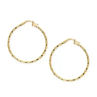 Made in Italy Womens 24K Gold Over Silver Sterling Silver 35mm Hoop Earrings