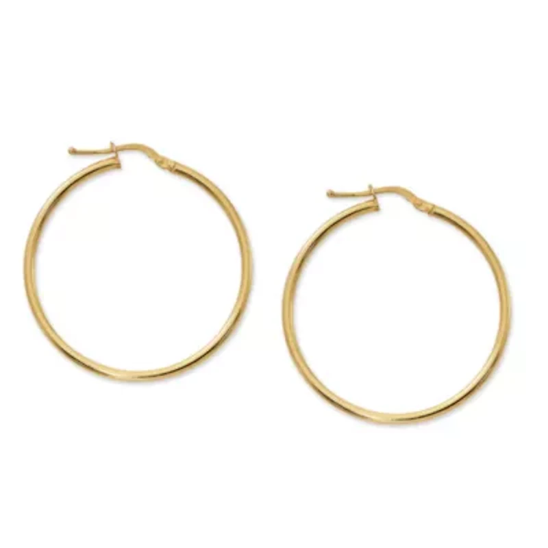 Made in Italy Womens 24K Gold Over Silver Sterling Silver 32mm Hoop Earrings