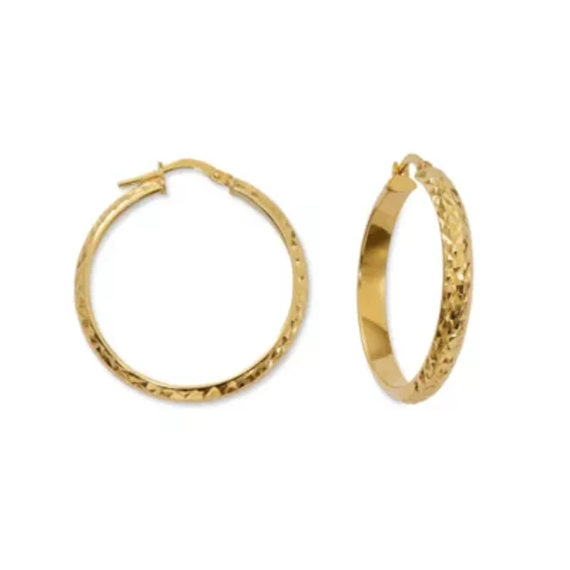 Made in Italy Womens 24K Gold Over Silver Sterling Silver 28mm Hoop Earrings