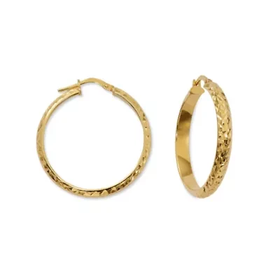 Made in Italy Womens 24K Gold Over Silver Sterling Silver 28mm Hoop Earrings