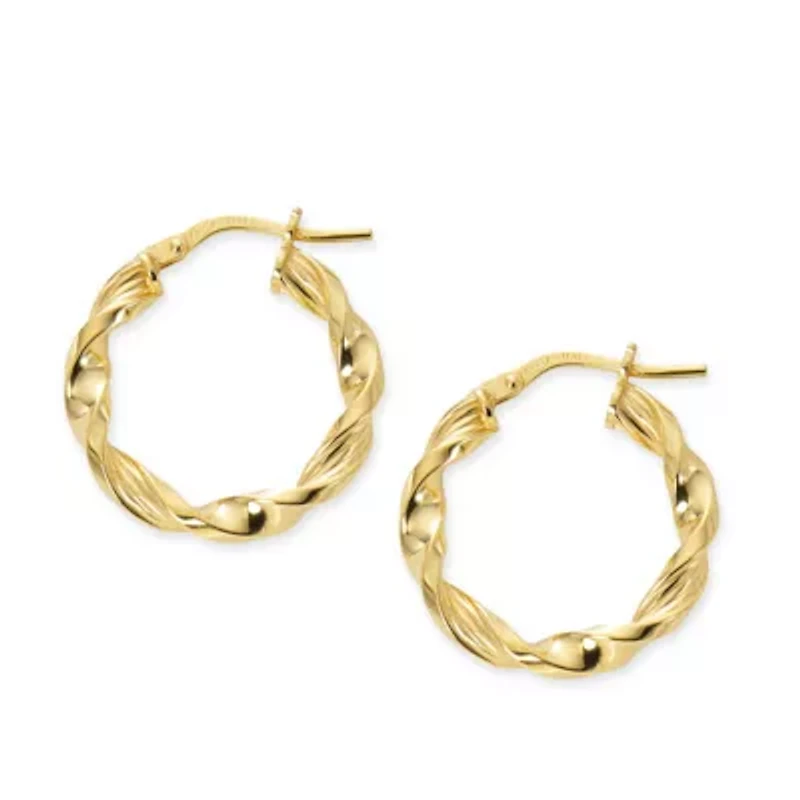 Made in Italy Womens 24K Gold Over Silver Sterling Silver 20mm Hoop Earrings
